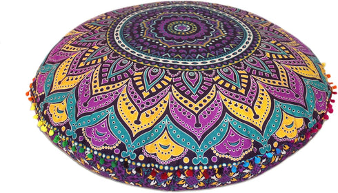 32 Inch INDIAN CRAFT CASTLE ICC Meditation Floor Pillow Cover, Round Large Pillow Cover Seating for Adults, Bohemian