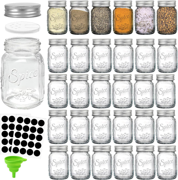Coloch 30 Pack 4 Oz Glass Mason Spice Jar with Shaker Lids&