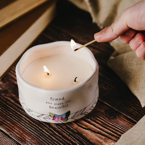 Pavilion Gift Company Double Wick Butterfly Candle, 100% Soy Wax & Cotton Wicks, Tranquility Scent