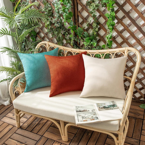 Woaboy Set of 2 Burnt Orange Outdoor Waterproof Throw Pillow Covers, Decorative Farmhouse Cushion Cases, 16x16 Inch