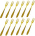 Comicfs 12-Piece Appetizer Small Forks, 5.2 Inches Stainless Steel Gold 3-Tine Forks for Party Travel (12 Forks)