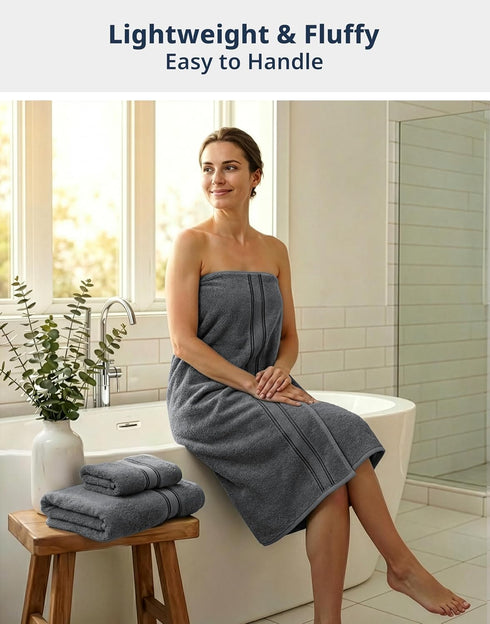 Set 6 100% 2 2 2 LANE LINEN Luxury Bath Towels - Piece, Cotton, Quick Dry, Soft & Absorbent, Zero Twist - Bath Towels