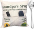 Grandpa Gifts, 2-Pocket Grandpa’s Spot Throw Pillow Covers 18x18 Inch + Engraved Spoon, Gifts for Papa
