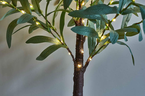 18in 50 Hairui Lighted Small Olive Tree Battery Operated or USB Warm White LED with Timer, Light Up Table Top