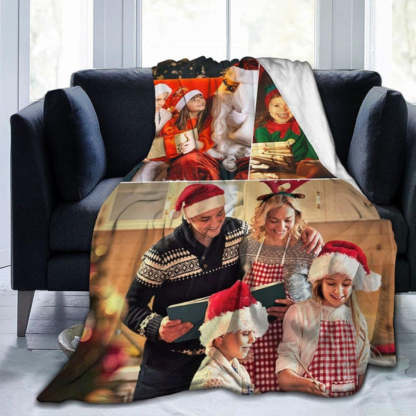 QETXVI Custom Blanket with Photos Text Customized Blanket Personalized Flannel Throw Blankets for