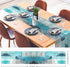 Emvency Farmhouse Table Runner - Modern Teal and Grey Abstract Art Painting for Kitchen, 13x60 inch Decor