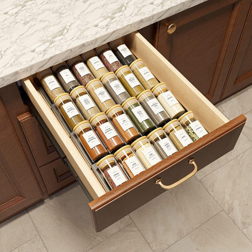 SpaceAid Spice Jars - 24 Pcs with Bamboo Lids and Labels, 4oz Glass Bottles for Spice Rack, Cabinet, and Drawer