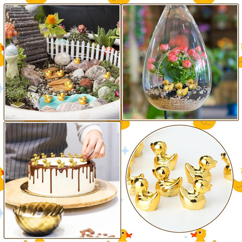 300 Yaocom Pcs Mini Golden Duck Statue Bulk Golden Duck Figurines Micro Garden Landscape Dollhouse Cake Decoration