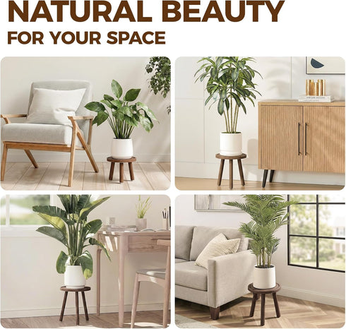 3 Pack Bamworld Plant Stands Indoor Single Plant Stand for Multiple Plants Corner Plant Stool Wooden Plant Stands