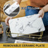 Makeup Organizer Vanity Tray, Stainless Steel Shelf for Bathroom Skincare Display Rack, Marble Print Ceramic Trays