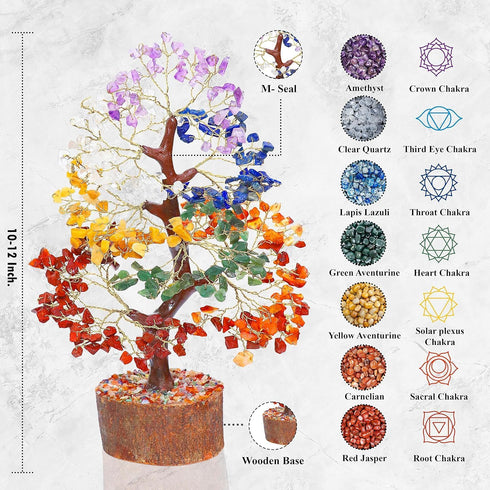 Seven Chakra Crystal Tree, Birthday Gifts for Women, Healing Crystal Tree of Life, Home Decor Gift for Mom