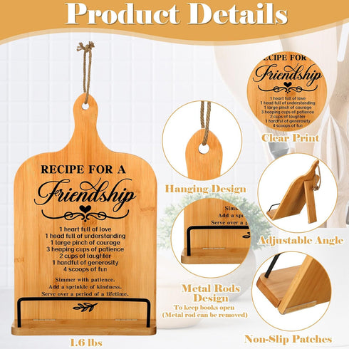 Best Friend Birthday Gifts for Women: Bamboo Cookbook Stand, Inspirational Kitchen Gift for Friends