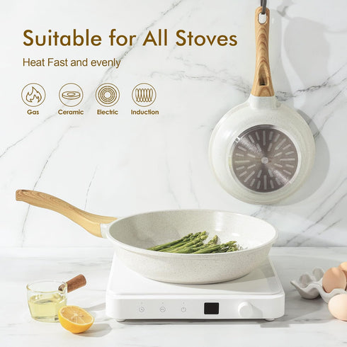 12.5 Inch SENSARTE Nonstick Ceramic Frying Pan Skillet, Omelet Pan, Healthy Non Toxic Chef Pan, Induction Compatible