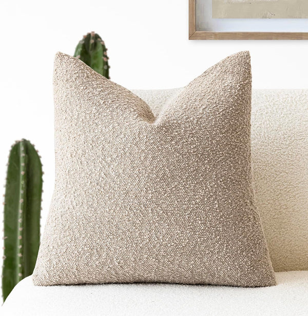 Foindtower Textured Boucle Throw Pillow Covers Accent Solid Pillow Cases Cozy Soft
