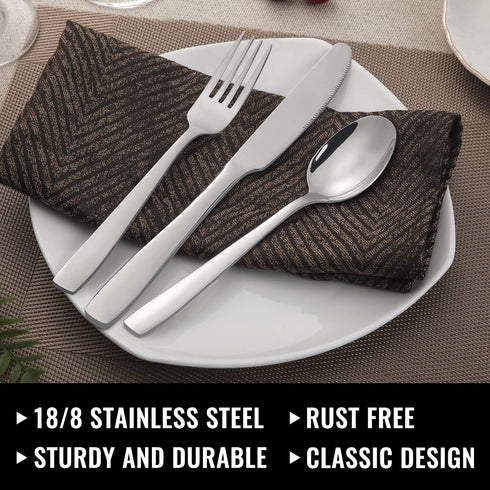 HIWARE 48-Piece Silverware Set with Steak Knives for 8, Stainless Steel Flatware for Home Kitchen