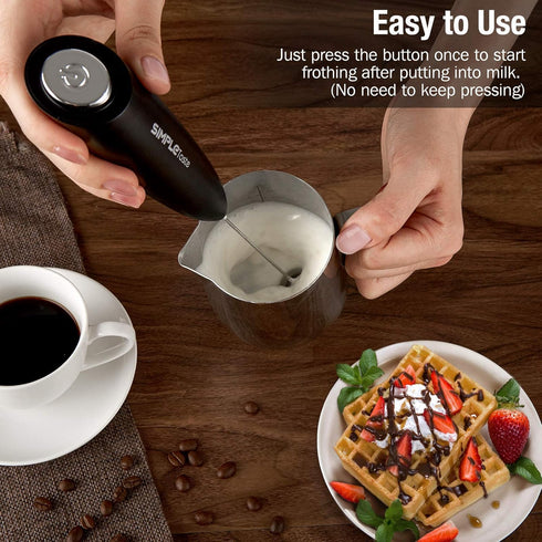 SIMPLETaste Handheld Milk Frother, Battery Operated Electric Foam Maker with Stainless Steel Whisk and Stand for