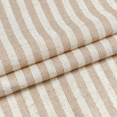 Vangao Stripe Farmhouse Kitchen Curtains 24 Inch Length Linen Blend Cafe Curtains, Semi-Sheer Small Window Treatments