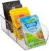Set of 4 Food Storage Organizer Bins - Divided 3 Compartment Kitchen Pantry Organizers for Food Packets, Clear