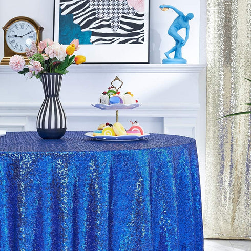 Hahuho 50x50 inch Royal Blue Square Sequin Tablecloth, Glitter Tablecloth for Bridal Shower, Birthday, Wedding, Dessert