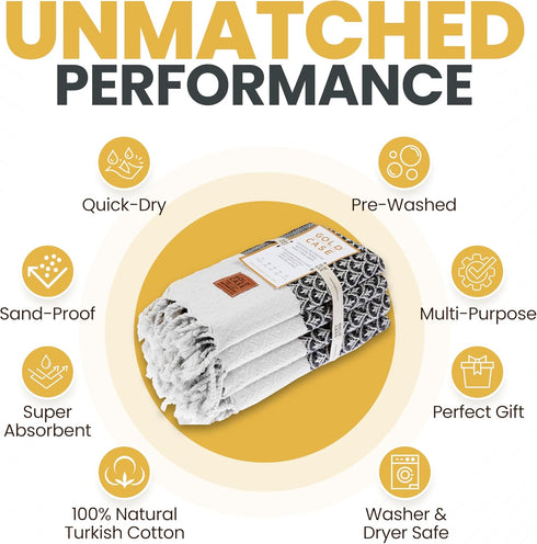 Set 4 100% Gold CASE Turkish Hand Towels for Bathroom of Cotton Bathroom Towels Helen Kitchen Small Towel for Spa