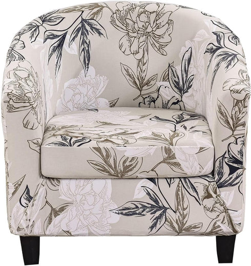 CRFATOP 2 Piece Club Chair Slipcover Stretch Barrel Chair Covers Printed Tub