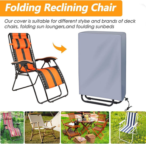 Naiveroo 43"x28"Gray Zero Gravity Folding Chair Cover with Storage Bag, Outdoor Lawn Patio Garden Chair Covers