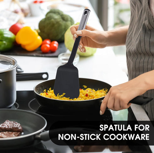 Zulay Premium Nylon Spatula (12.5 inch) - Flexible Nylon Spatula Turner With Stainless Steel Ergonomic Handle - Non-Stick & Non-Scratch Flexible Spatula For Kitchen