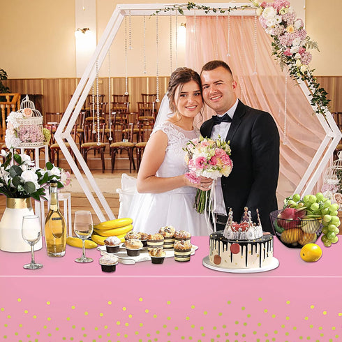 Breling 3 Pieces Dot Tablecloth Confetti Disposable Table Cover for Birthday Wedding Baby Shower Engagement Party, 54 x