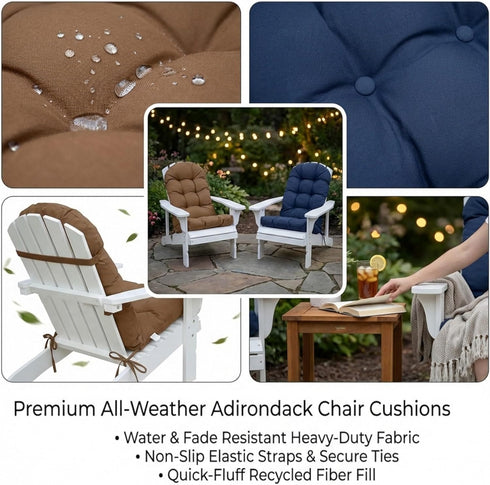 High Back Adirondack Chair Cushions | Weather-Resistant Tufted Seat Pads