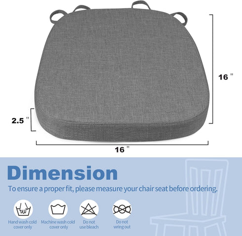 2.5" (1 BUYUE Thickened Friendly Woven Fabric Dining Chair Cushion, U-Shape High Density Foam Comfortable Chair Pad