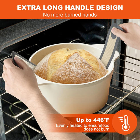 Silicone Bread Sling Dutch Oven Liner, Non-Stick Reusable Oval and Round Baking Mat with Long Handles