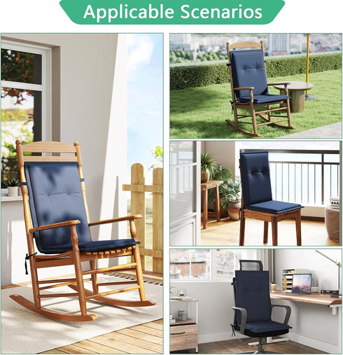 18" 42" 1.5", Set 2, Helios&Hestia Indoor High Back Rocking Chair Cushions with Back Elastic and Ties, Outdoor Dining