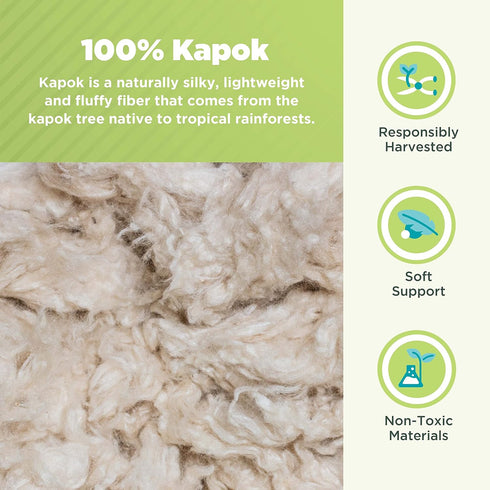 Bean Products Kapok Neck Roll Pillow for Sleeping – Hypoallergenic Organic Cotton Fabric Neck Pillow for Pain Relief