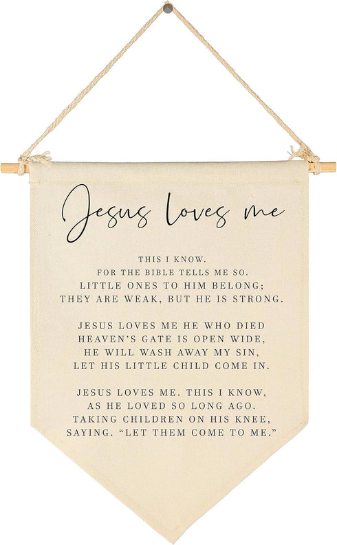 GEANHIL Bible Verse Sign-Scripture Banner Pennant Decor-Baby,Shower Gift-Sunday School Song Decor-Flag Decoration Gift