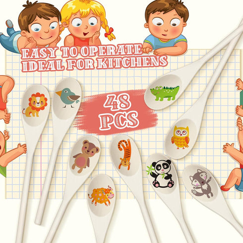 Nosiny 48 Pcs Wooden Spoons Set, 8, 10, 12 Inch Oval Cooking Spoons for Kitchen Cooking and Baking