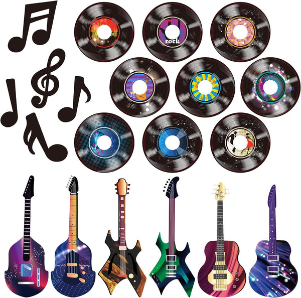 Zonon 40 Pcs Music Party Decorations Musical Notes Rock and Roll Record Cutouts