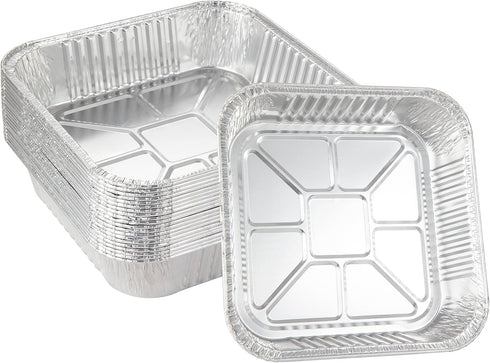 10pack- 8 x 8 Aluminum Foil Pans, Disposable Heavy Duty Square Baking Cake Pans for Homemade Breads