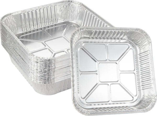 10pack- 8 x 8 Aluminum Foil Pans, Disposable Heavy Duty Square Baking Cake Pans for Homemade Breads