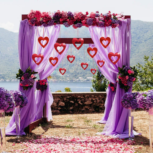 JOZON 40 Pieces Valentine's Day Glitter Heart Foil Hanging Decorations - Red Hearts Hanging Ornaments for Party Supplies