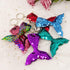 Honbay 6PCS Glitter Reversible Sequins Mermaid Tails Keychains, Party Favors for Mermaid Themed Party