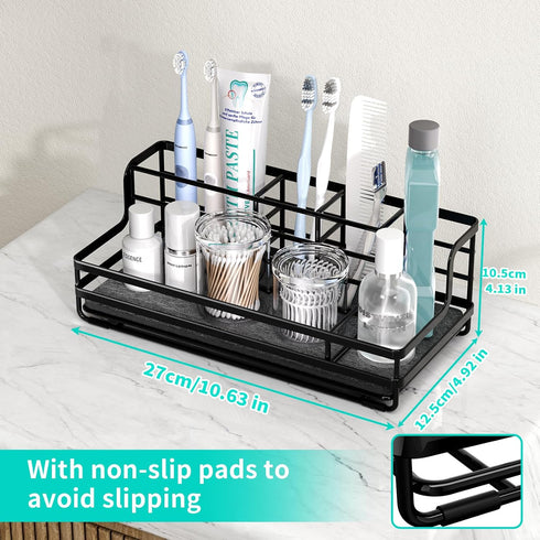 5 Counter Countertop HapiRm Toothbrush Holders for Bathroom - Partitions Bathroom Organizer with Instant Drying Stone