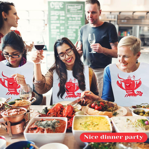 30 2 54 108 Inch Set Flutesan Pcs Disposable Bibs and Pcs x Plastic Red Gingham Checkered Tablecloths Crawfish Boil