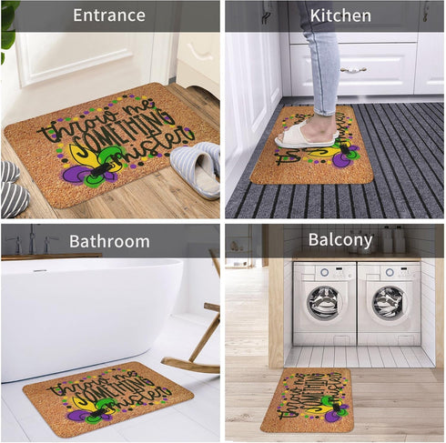 Welcome Mats for Front Door Outdoor Entry, Mardi Gras Masks Doormat, Funny Non Slip Mat for Home Indoor Rugs 17x30 Inch