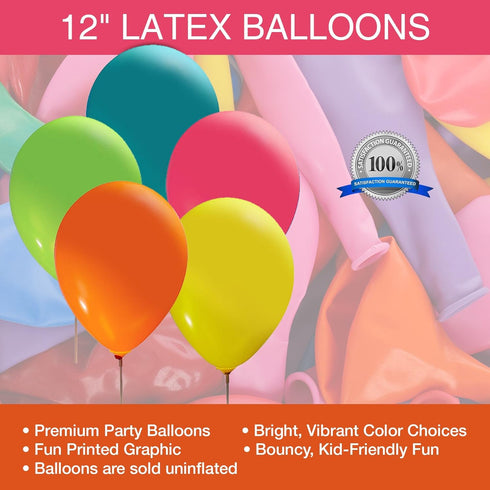 Tropical Assorted Balloons (Standard) - 12 Inch Latex (50 Pieces) for Birthday Parties or Events