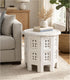 12"x12" Bedding Craft Wooden End Table, Side Table Hand Carved Wooden Vintage Boho Folding for Small Spaces, Entryway