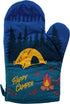 Happy Camper Oven Mitt, Funny Graphic Kitchen Glove for Hiking Campfire Forest Nature Bonfire Kitchenwear