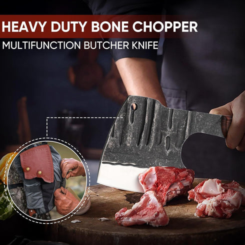 Dream Reach Heavy Duty Meat Bone Cleaver Knife, Handmade Butcher Knife with Sheath, Hand Forged Full Tang Chopper for