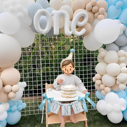 Cuvaho Blue & White Bow High Chair Banner for One Sweet Boy First Birthday Party Decorations Smash Cake Photo Shoot