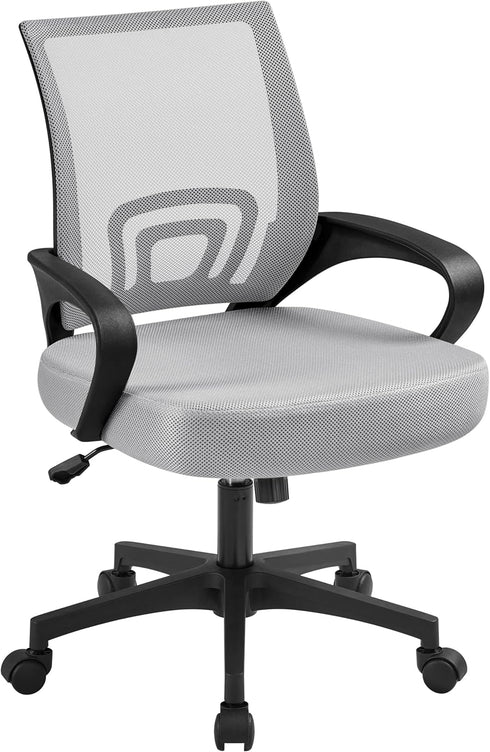 Yaheetech Ergonomic Office Chair, Mid Back Computer Chair with Lumbar Support, Adjustable Rolling Swivel
