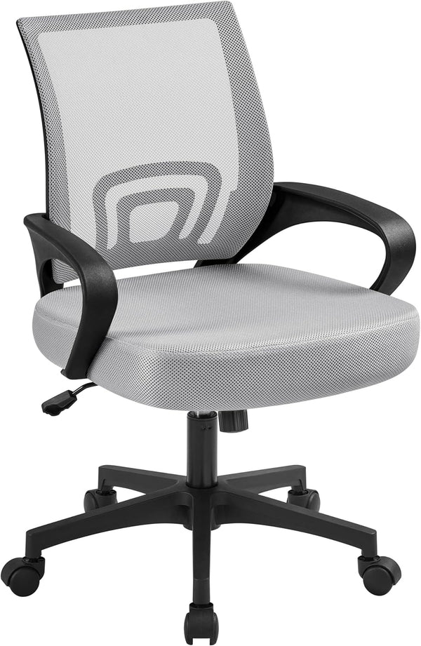 Yaheetech Ergonomic Office Chair, Mid Back Computer Chair with Lumbar Support, Adjustable Rolling Swivel